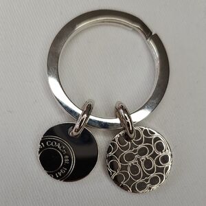 Coach Silver-tone Logo Disc Keyring
